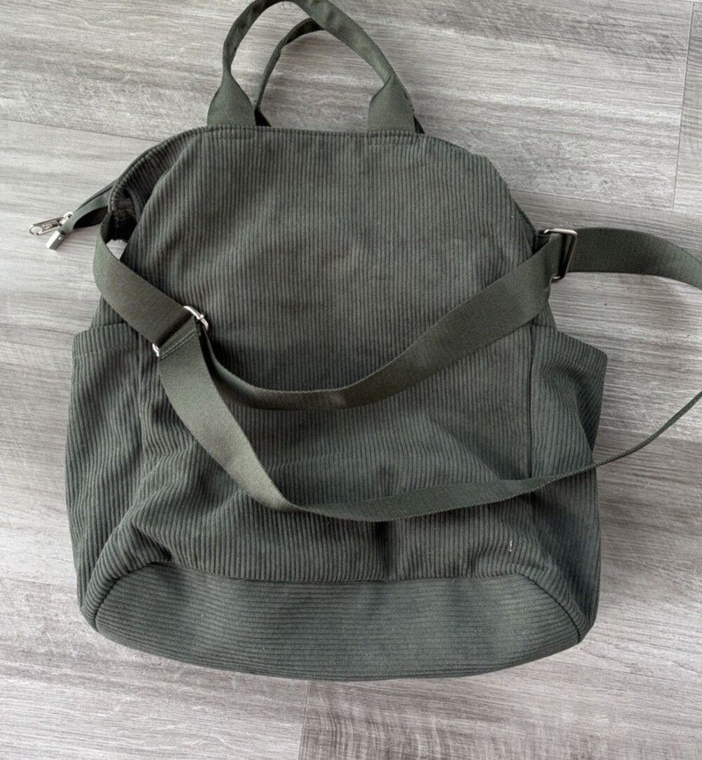 Kalidi Fancy Forest Green Corduroy Tote Bag 13x14 - Picture 3 of 6